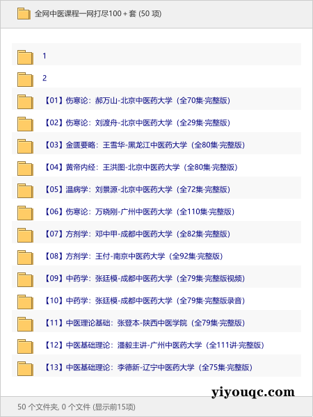 全网中医课程一网打尽100＋套-向阳资源站