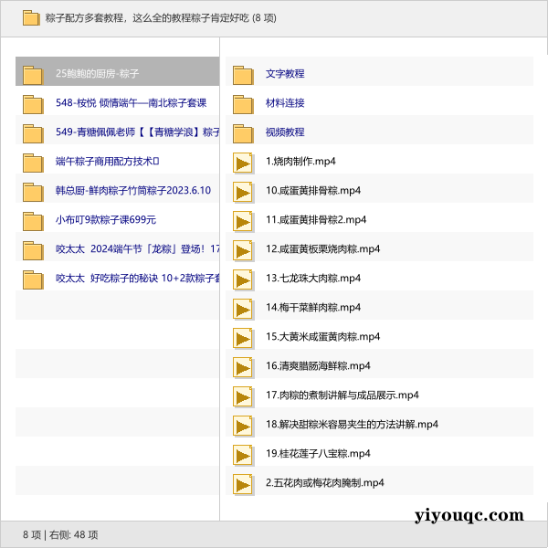 粽子配方多套教程,这么全的教程粽子肯定好吃-向阳资源站