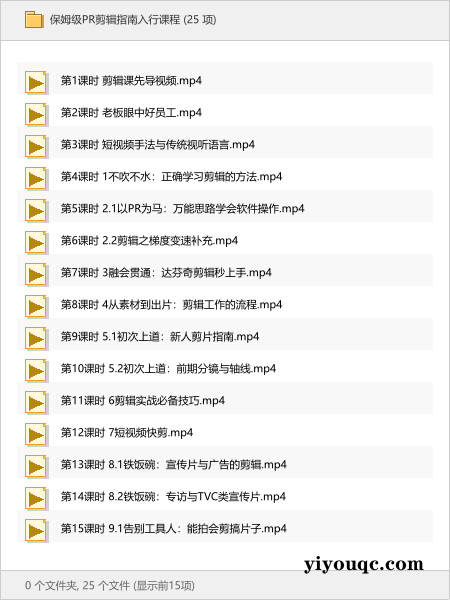保姆级PR剪辑指南入行课程-向阳资源站