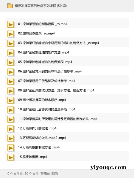 精品凉拌菜系列热卤系列课程-向阳资源站