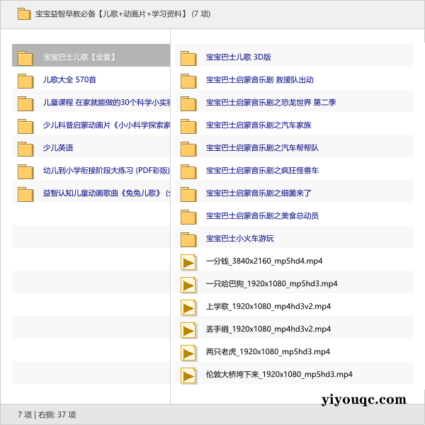 宝宝益智早教必备【儿歌+动画片+学习资料】-向阳资源站