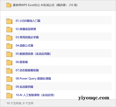 夏老师WPS Excel办公 AI生成公式（精讲课）-向阳资源站