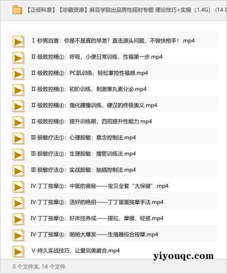 【珍藏资源】麻豆学院出品男性延时专题 理论技巧+实操(1.4G)-向阳资源站