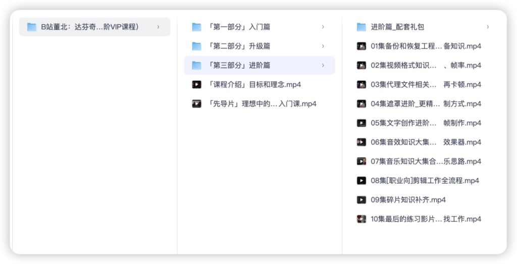 达芬奇实战剪辑入门课（入门+升级+进阶），B站董北VIP课程-向阳资源站