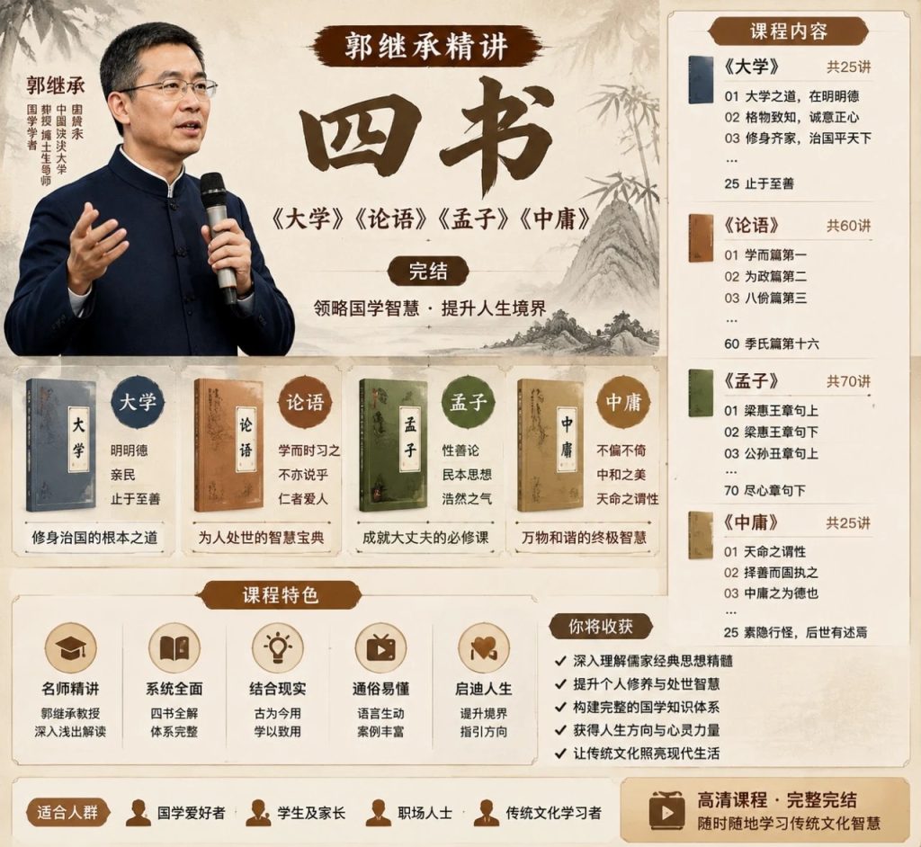 图片[1]-郭继承精讲《四书》课程：系统学习《大学》《论语》《孟子》《中庸》的儒家智慧（音频文件）-向阳资源站